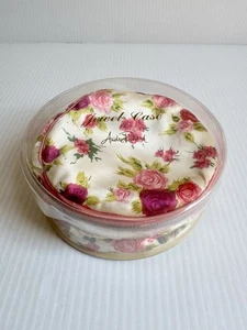 Estuche de viaje vintage rosa floral satinado y terciopelo Andre Richard joyero cremallera - Imagen 1 de 9