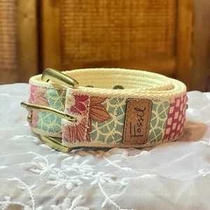 Fossil Belt Women’s M Cloth Fabric Floral Leather/ Canvas Patchwork Boho READ - Picture 1 of 15