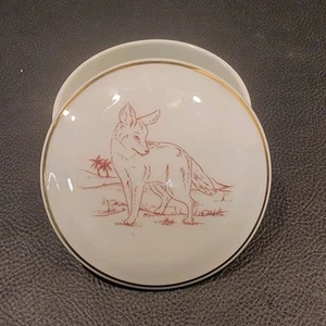 Vintage Beautiful Fox Limoges (France) Gold Banded, Lidded Jewelry/Trinket Box - Picture 1 of 10