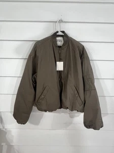 NWD ZARA Outerwear Women’s Bomber Jacket Taupe Olive Green Size XS Y306E *READ* - Picture 1 of 12