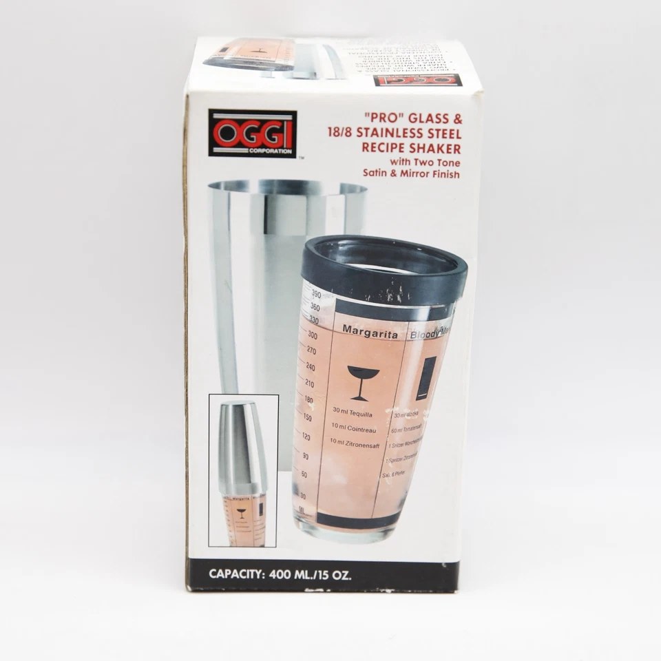 Oggi Professional 2pc Martini Cocktail Shaker 15oz Glass & Stainless Steel