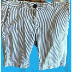 Ann Taylor Loft Shorts Pin Striped Boat Preppy Golf Bermuda Long Academia Vacay - Picture 1 of 7