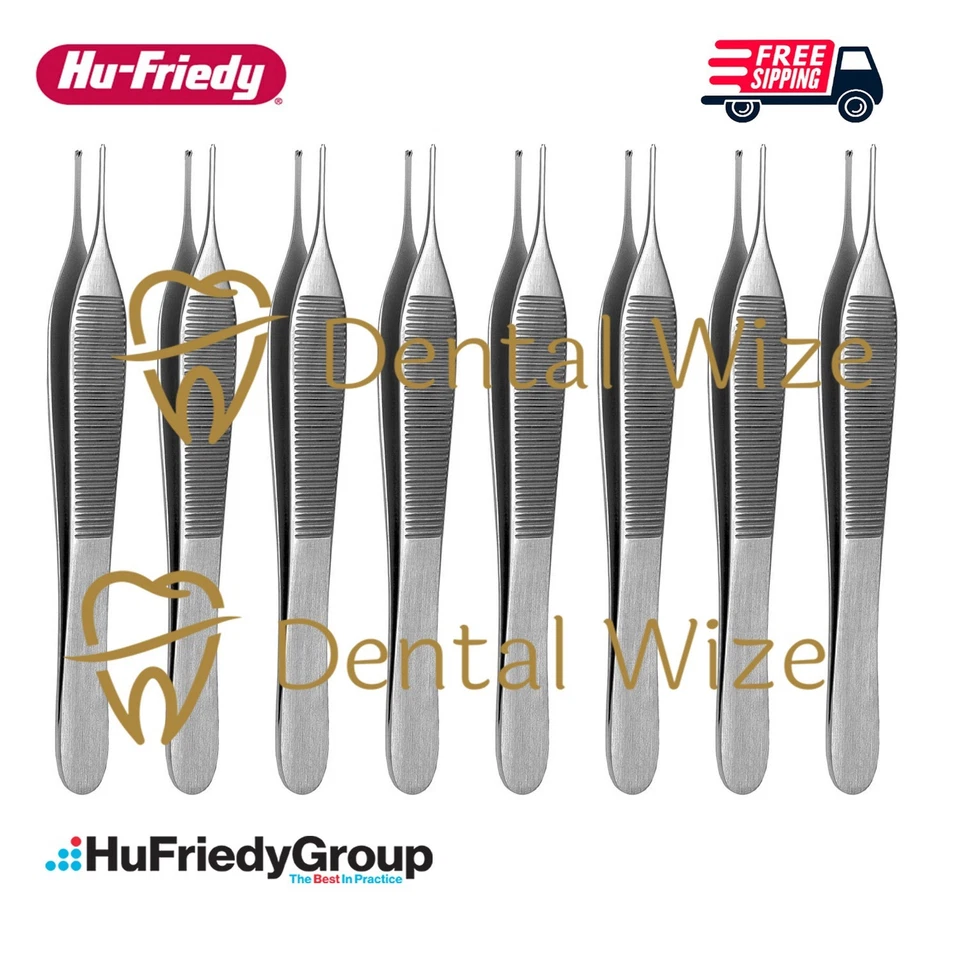 Alicates para tejidos Hu-Friedy TP42 Adson 1x2 con diente - Paquete de 8 dentales quirúrgicos Foto 1 de 4