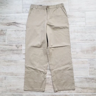 Новый с Ярлыками Izod мальчиков плоский передний хаки брюки прямые штанины школьной формы желтовато-коричневый 16 хаски - Изображение 1 из 4