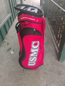 U.S.M.C. Team Golf 14 Way Cart Staff Bag Red Marine Corps 'Semper Fi' Rain Hood - Picture 1 of 6