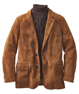 ZAYN LEATHER Blazer homme 100 % cuir daim véritable marron daim pur manteau à deux...