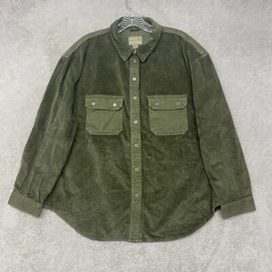Camisa American Eagle Mujer Mediana Verde Botón Pana Algodón Boxy Top - Imagen 1 de 7