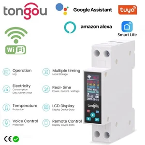 Interruttore intelligente WIFI 1P 50A Tuya interruttore LCD misuratore di energia KWh Smart APP - Foto 1 di 5