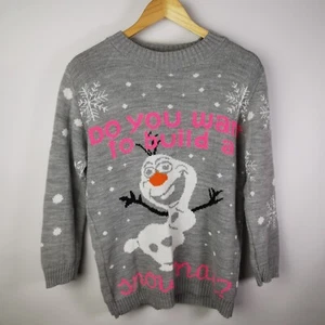 ~ Do You Want To Build A Snowman ~ Olaf ~ Christmas Jumper ~ 40" Chest ~ Grey ~ - Picture 1 of 8