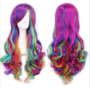 80cm Long Curly Wigs Fashion Cosplay Costume Hair Anime Full Wavy Party Wig Col - Picture 1 of 3
