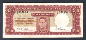 Australia R-59. (1943) 10 Pounds - Armitage/McFarlane.. George VI Portrait. gVF - Picture 1 of 2