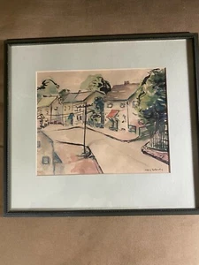 Mary Rafferty "A Street Scene" Ink And Watercolor Painting - Signed And Framed - Picture 1 of 12