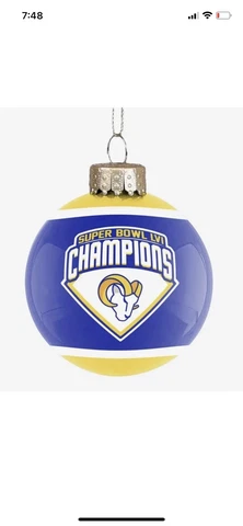 Los Angeles Rams🔥 Super Bowl LVI Champions🔥 Glass Ball Christmas Ornament🏈 Cover