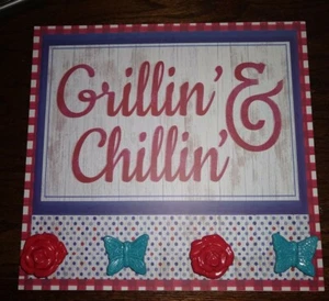 Pioneer Woman Grilling Grillin' & Chilling Chillin' Sign with Knobs - Picture 1 of 4