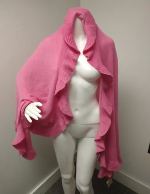 NUEVO CON ETIQUETAS Clásico Marca Cachemira Volantes Largos Cachemira Envoltura Para Mujer Rosa O/S Nepal Foto 1 de 4