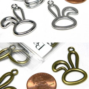 20 Hollow 1 1/4 inch Big Easter Bunny Rabbit Floppy Ear Jewelry Pendant Charms - Picture 1 of 5