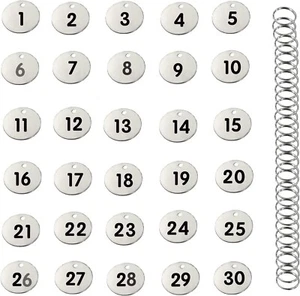 Etichette numerate in acciaio inox targhette chiave rotonde in metallo targhette identificative con anelli 1-30 - Foto 1 di 6