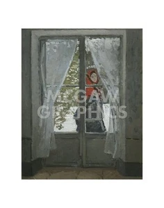 The Red Kerchief Mrs. Monet, Claude Oscar Monet, Wall Decor Art Print 14" x 11" - Picture 1 of 2