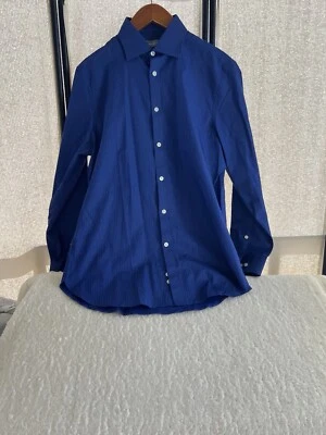Camisa Michael Kors Para Hombre Calce Ajustado Mediana Abotonada Cuello Azul Foto 1 de 4