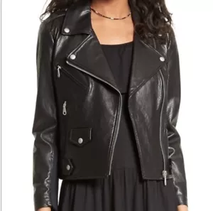 🔥 498 $ Rebecca Minkoff Echt Neopren Leder Crop Wes Moto Jacke Gr. M 🔥 - Bild 1 von 8
