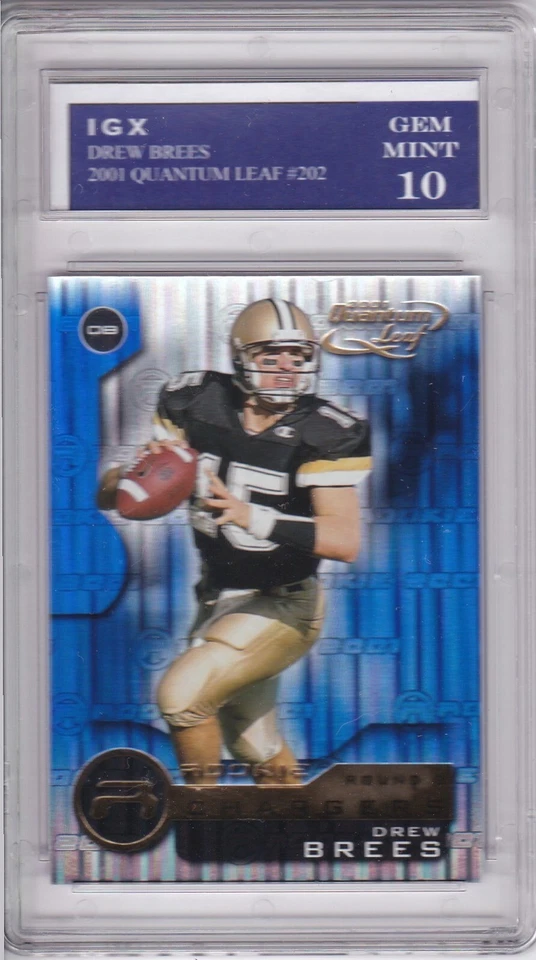 DREW BREES ROOKIE CARD 2001 Quantum Leaf RARE $$ GEM MINT 10 Football SAINTS RC - Image 1 of 1