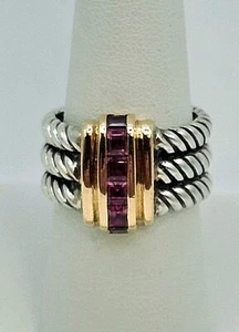 China Design Sterling 14k Pink Quartz Ring Sz 8.5 - Picture 1 of 15