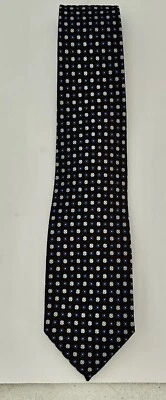 Галстук ручной работы Bruno Piattelli 100% шелк коричневый и синий геометрический узор - Изображение 1 из 4