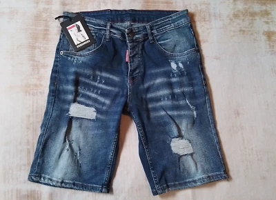 NUEVO Pantalones Cortos de Jean Patinador Azul Envejecido Dsquared2 Para Hombre Talla 30 ButtonFly Foto 1 de 4