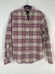 Abercrombie & Fitch Flannel Shirt Mens Size M Pink Plaid Long Sleeve Slim 