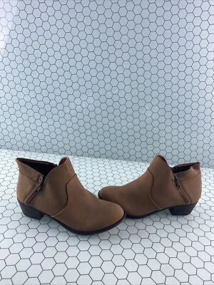 Botas al tobillo American Rag Cie ABBY de cuero tostado con cremallera lateral tacón bloque para mujer 5,5 M Foto 1 de 4