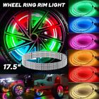 17.5" RGB & Chasing Flow Double Row LED Wheel Ring Rim Lights For Truck Car set