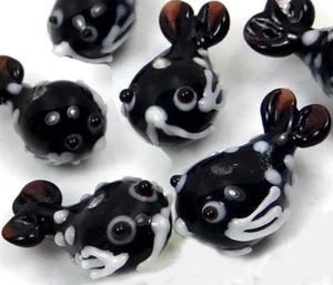 20x12mm Lampwork Handmade Glass Black White Flying Fish Beads (6) - Picture 1 of 3