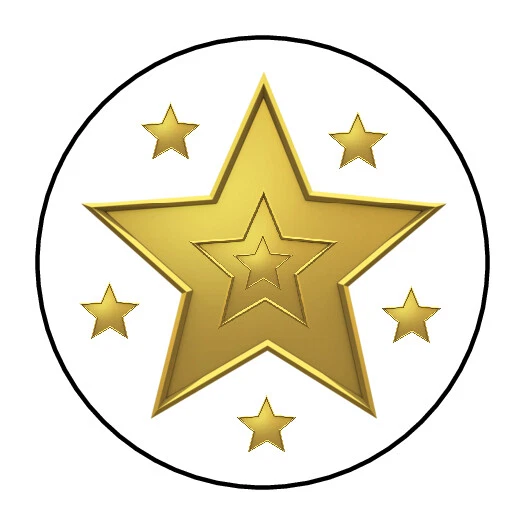 gold star reward stickers, labels, tags, envelope seals  - Image 1 of 1