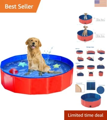 Piscina Plegable Portátil Roja 32"" para Niños y Mascotas - Bañera Antideslizante Foto 1 de 4
