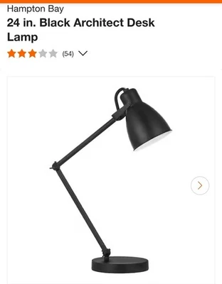 Lámpara de escritorio Hampton Bay RS2204161BK 24 pulgadas negra para arquitecto NUEVA Foto 1 de 4