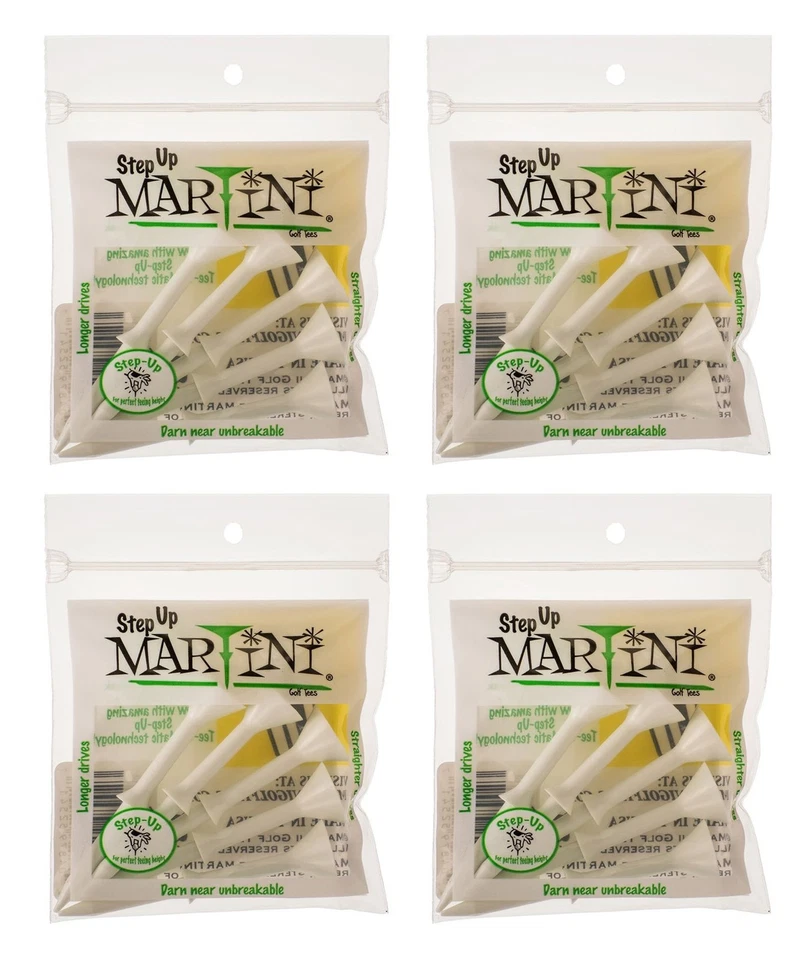 Martini 3 1/4" Step-Up Golf Tees - 4 Pack (20 Tees) (White)