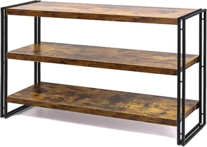 3-Tier Rustic Wood and Metal Industrial Bookshelf for Home Office, Bedroom, Kitc - Picture 1 of 9