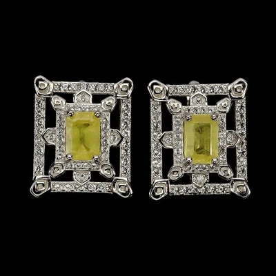 Pendientes de plata de ley 925 zafiro octágono 7x5 mm topacio piedras preciosas joyería Foto 1 de 4