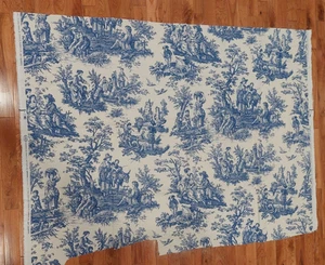 ONE YARD Waverly Toile Indigo Blue Country Life Fabric - Picture 1 of 6
