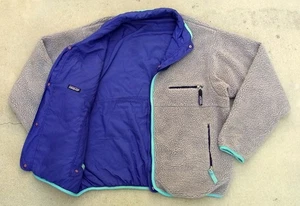 Vtg Patagonia Reversible Glissade Jacket Deep Pile Fleece Men's XL Purple USA - Picture 1 of 21