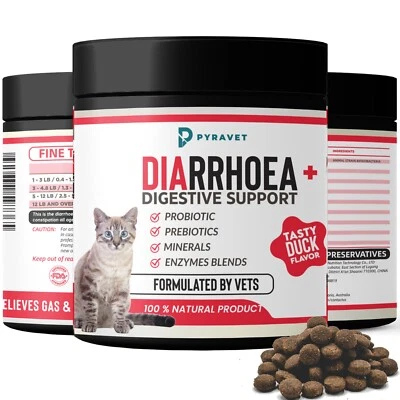 PYRAVET 5 in 1 Diarrhoea & Digestive Support, healthy treat Probiotics for cats - image 1 of 4
