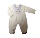 Piżama dla chłopca / dziewczynki Baby grow biała hiszpański styl welur 0-3 miesiące