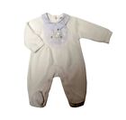 Baby Boy/Girl Sleepsuit Baby Grow White   Spanish Style Velour  0-3 Months