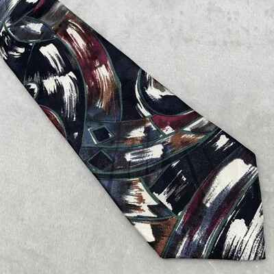 Corbata Bugatti Italiana Seda Para Hombre Geométrica Abstracta De Colección Años 90 Hecha en EE. UU. Foto 1 de 4