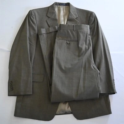 Daniel Cremeiux 40R 36x32 Marrón Cuadros 100% Lana Hombre Chaqueta Pantalones Traje Foto 1 de 4