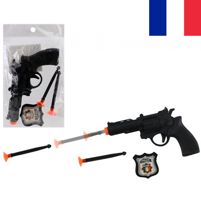 Pistolet à Flèches + 2 Fléchettes Ventouse + Badge Police Jouet Pour Enfant Jeu • 4.99€