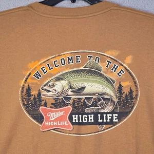 MILLER HIGH LIFE Shirt MENS 2XL XXL BROWN BEER FISHING HUNTING CASUAL TROUT NWT - Picture 1 of 11
