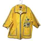 NWT 90s Bob Mackie Wearable Art Jacket Yellow Embroidered Flowers Pockets 3XL