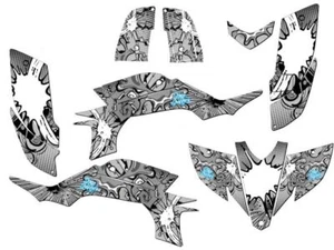 2003-2013 (Steel Frame Carb Model) YFZ 450 ZANY White Senge Graphics Kit - Picture 1 of 7