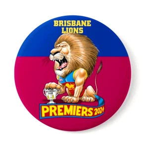 BRISBANE LIONS SYDNEY SWANS AFL 2024 Grand Final Premiership Badge Button 57mm - Picture 1 of 15